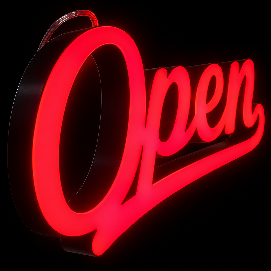 Letrero 3D Open
